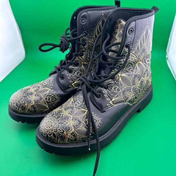 Shoes - COLORFUL WOMEN's LEATHER BOOTS, LACED-UP, SIZE 10